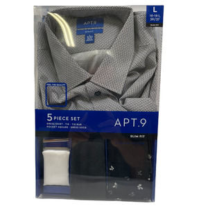 5 piece set dress shirt tie Tai bar pocket square dress socks SIZE 36/37 SLIM FT